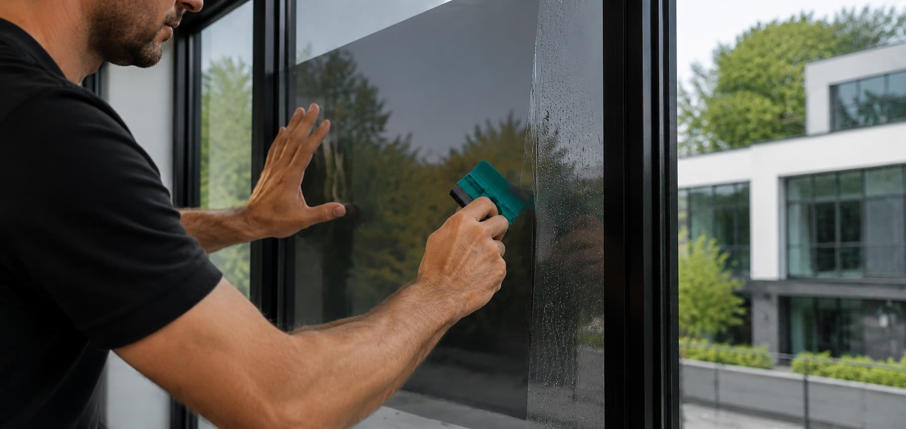 Professional installer fitting window film